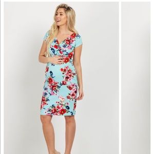 PinkBlush maternity Aqua Floral Dress